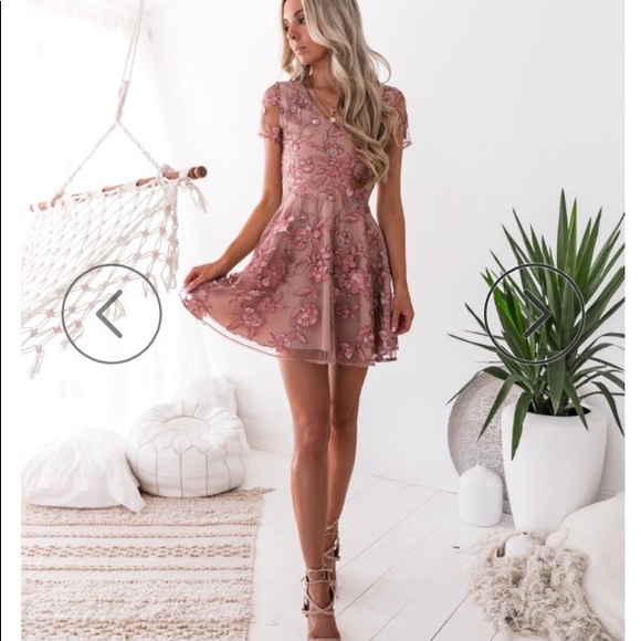 Pink Floral Dress with Tie Up Back - Picture 1 of 3